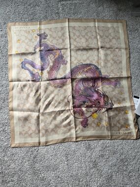 NWT Coach Year Of The Dragon Silk Scarf